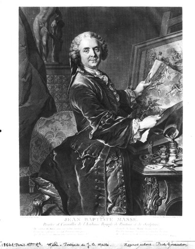 Jean Baptiste Masse (1687-1767) engraved by Johan Georg Wille (1715-1808) 1755 by Louis Tocqué